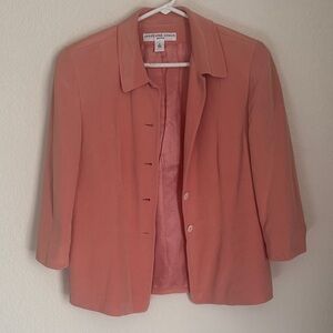 Josephine Chaus Silk Blazer Coral Pink Petite Size 12
